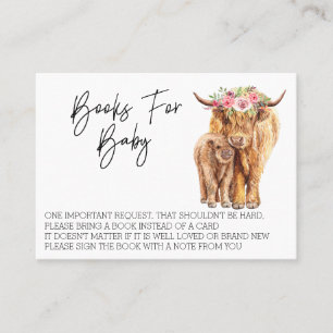 Carte De Visite Livres pour Baby shower Highland Cow