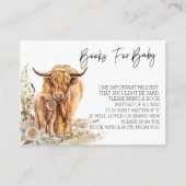 Carte De Visite Livres pour Baby shower Highland Cow Boho (Devant)