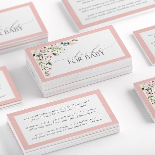 Carte De Visite Livres pour bébé rose Baby shower floral Boîtier