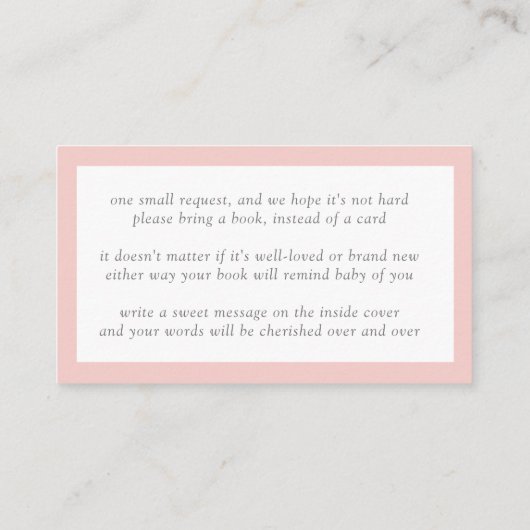 Carte De Visite Livres pour bébé rose Baby shower floral Boîtier (Dos)