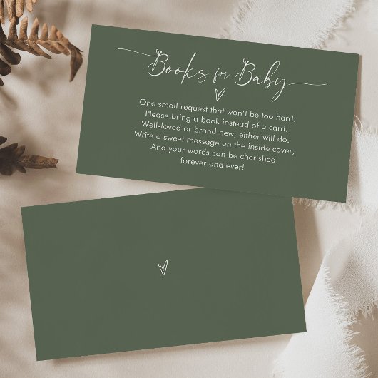 Carte De Visite Livres simples Sage Green pour Baby Insert Card