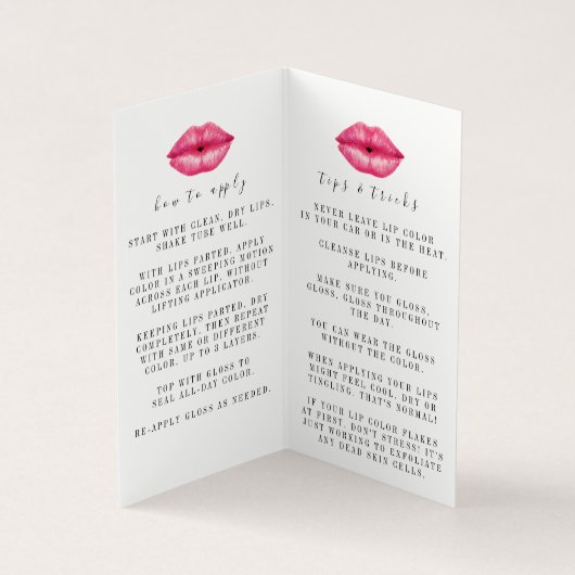 Carte De Visite Livret d'instructions d'application de Lipsense (Intérieur)