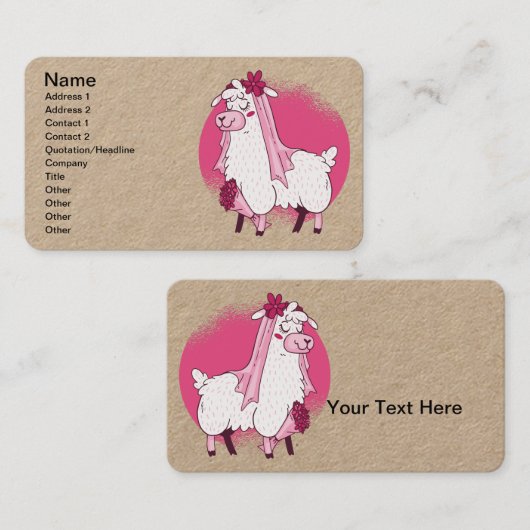 Carte De Visite Llama Bride (Devant / Derrière)