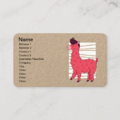 Carte De Visite Llama rose (Devant)