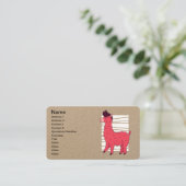 Carte De Visite Llama rose (Debout devant)
