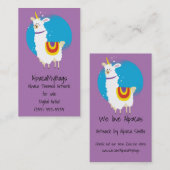 Carte De Visite Llama Unicorn (Devant / Derrière)
