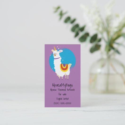 Carte De Visite Llama Unicorn (Debout devant)