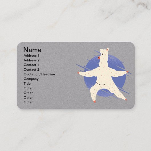 Carte De Visite Llama Yoga (Devant)