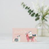 Carte De Visite Llamas Mignons Modernes | Code QR Photo (Debout devant)