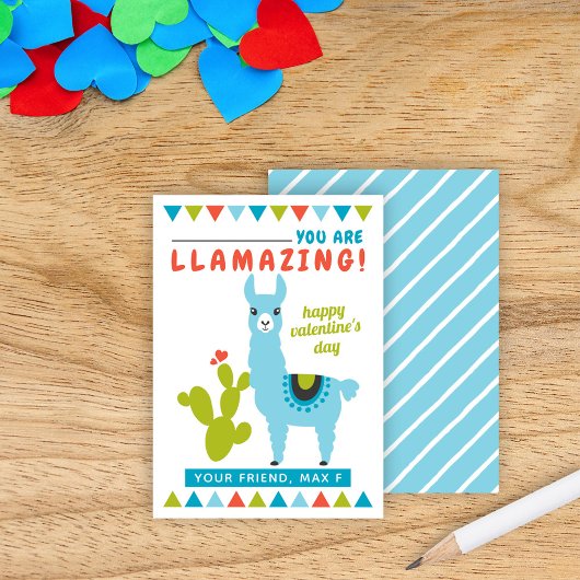 Carte De Visite Llamazing Blue Llama Boys Classroom Valentines