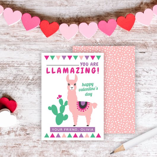 Carte De Visite Llamazing Rose Llama Girls Classroom Valentines