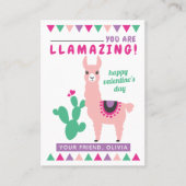 Carte De Visite Llamazing Rose Llama Girls Classroom Valentines (Devant)