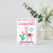 Carte De Visite Llamazing Rose Llama Girls Classroom Valentines (Debout devant)