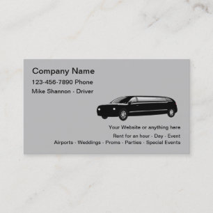 Carte De Visite Location de limousine et service de chauffeur