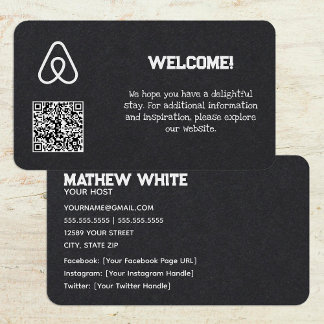 Carte De Visite Location de maison Airbnb personnalisée QR Premium