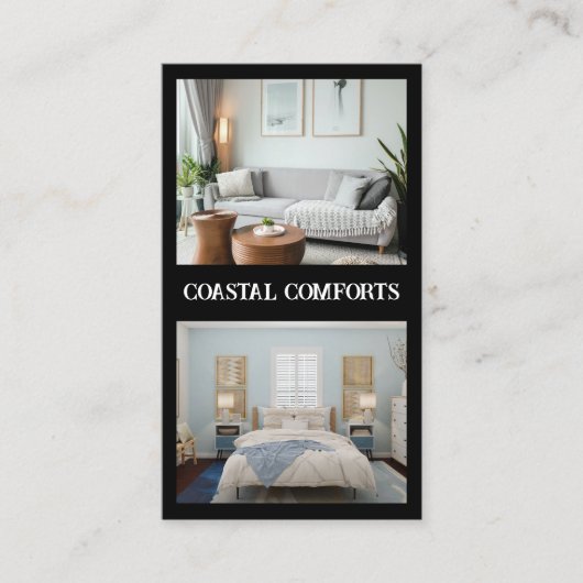 Carte De Visite Location de vacances Noir moderne Code QR (Devant)