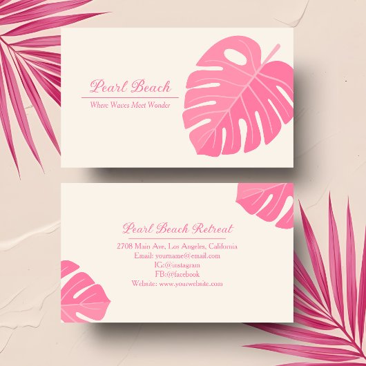 Carte De Visite Location de vacances Pink Tropical Beach