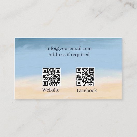 Carte De Visite Location de vacances QR Code Beach Palm Tree (Dos)