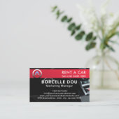 Carte De Visite Location de voiture moderne | monogramme noir et r (Debout devant)