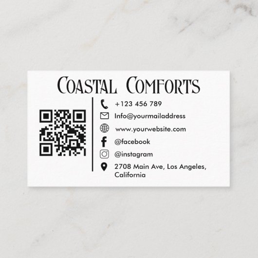 Carte De Visite Location Maison de vacances moderne| Code QR perso (Dos)