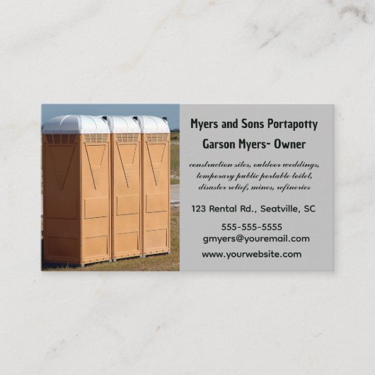 Carte De Visite Location Porta Potty Modifiable (Devant)