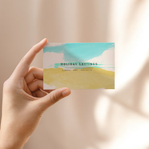 Carte De Visite Location vacances ciel bleu et plage jaune