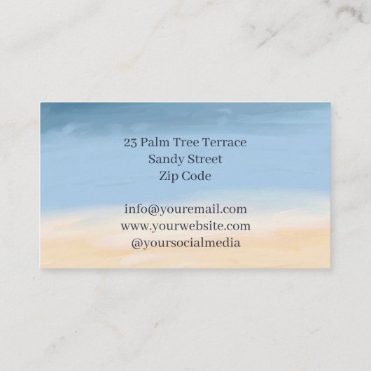 Carte De Visite Location Vacances Plage Palm Tree (Dos)