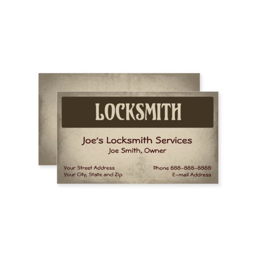 Carte de visite Locksmith (Devant/Arrière en situation)