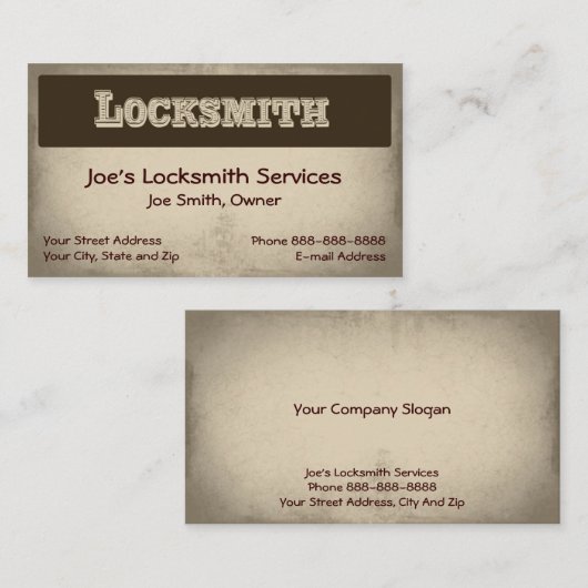 Carte de visite Locksmith (Devant / Derrière)