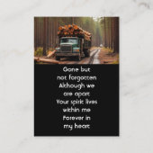 Carte De Visite Log Haul Driver Memorial Keepsake  (Dos)