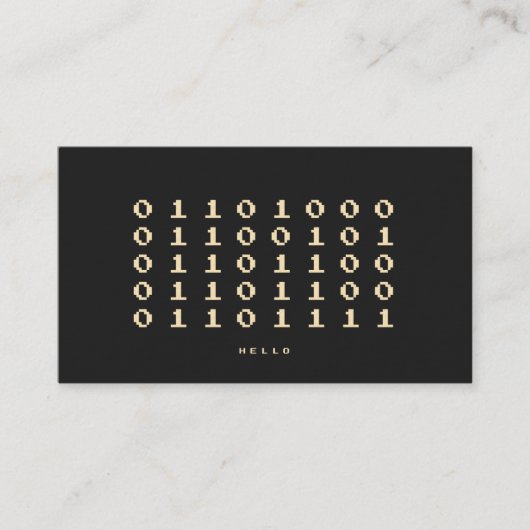 Carte De Visite Logiciel Coder Programmeur Moderne Binary Black Go (Devant)