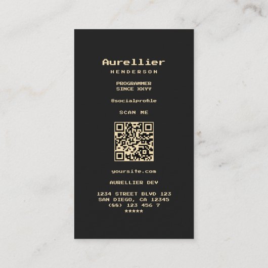 Carte De Visite Logiciel Coder Programmeur Moderne Binary Black Go (Dos)