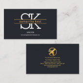 Carte De Visite Logistique des bandes Brown de monogrammes élégant (Devant / Derrière)