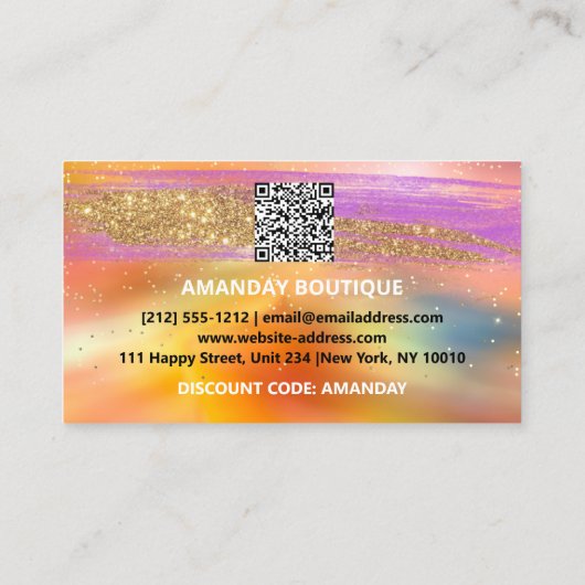 Carte De Visite Logo 100 QRCODE 20%OFF Code or Holographique (Dos)