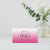 Carte De Visite Logo à dégradé de rose fuchsia chaud (Debout devant)
