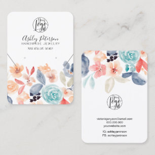 Carte De Visite Logo à fleurs de terre rétro bijoux collier d'orei