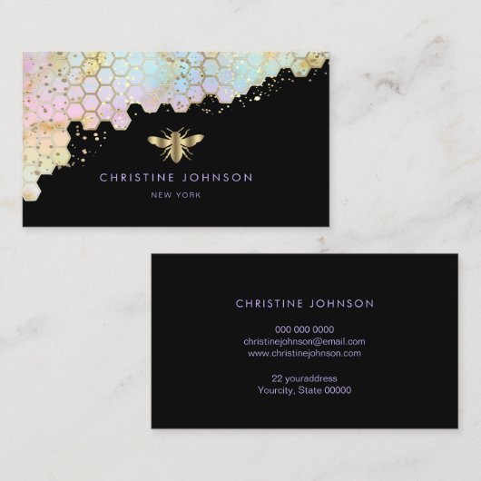 Carte De Visite logo abeille nid d'abeille (Devant / Derrière)