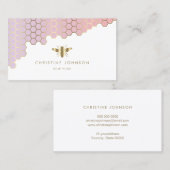 Carte De Visite logo abeille nid d'abeille dégradé rose pâle (Devant / Derrière)