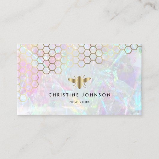 Carte De Visite logo abeille nid d'abeille sur arrière - plan abst (Devant)