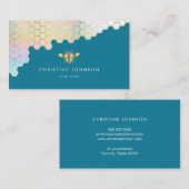 Carte De Visite logo abeille sur arrière - plan bleu mosaïque (Devant / Derrière)