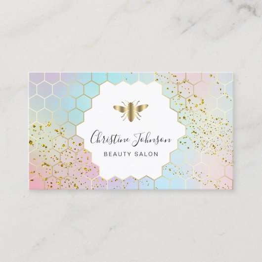 Carte De Visite logo abeille sur FAUX parties scintillant couleurs (Devant)