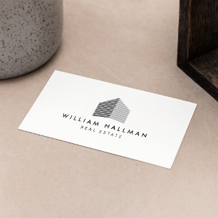 Carte De Visite Logo Abstrait Accueil Gris/Blanc