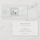 Carte De Visite Logo Abstrait Aqua Blue Brush Watercolor (Devant / Derrière)