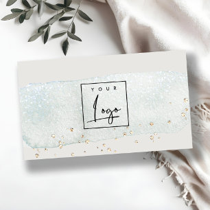 Carte De Visite Logo Abstrait Aqua Blue Brush Watercolor