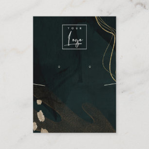 Carte De Visite Logo Abstrait de collier d'oreille en or noir vert