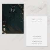 Carte De Visite Logo Abstrait de collier d'oreille en or noir vert (Devant / Derrière)