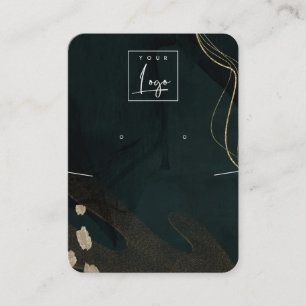 Carte De Visite Logo Abstrait de collier d'oreille en or noir vert