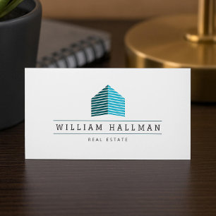 Carte De Visite Logo Abstrait de la maison Turquoise/blanc