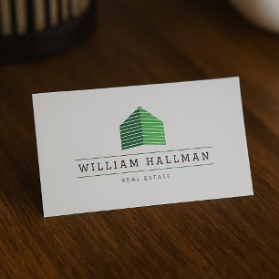 Carte De Visite Logo Abstrait de la maison vert/gris