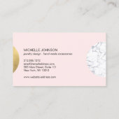 Carte De Visite Logo Abstrait en marbre moderniste/cercle or rose  (Dos)